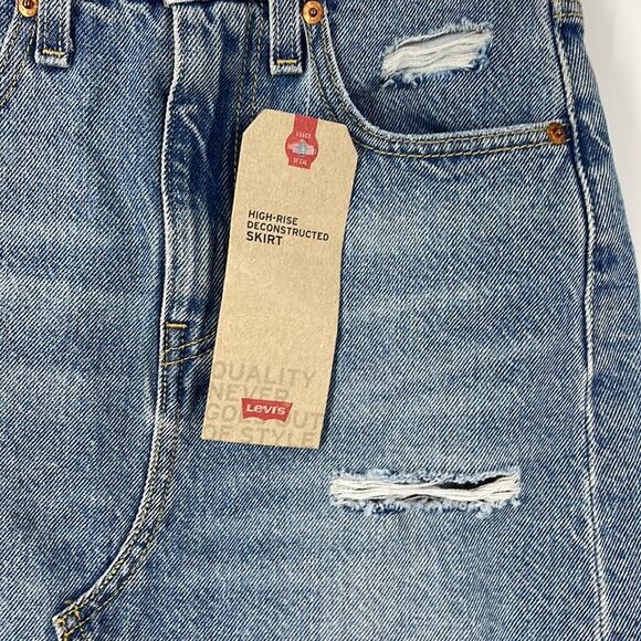 Levi’s High Rise Deconstructed Skirt Blue Women’s Size 24 NWT - Picture 4 of 6